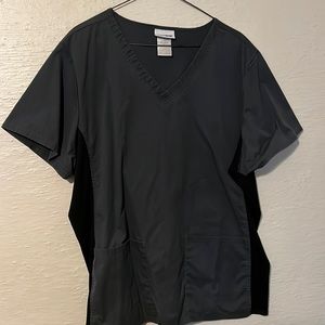 Grey and black scrub top